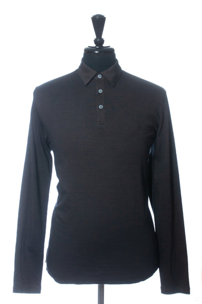 Robert Barakett NWT Smoke Grey Stripe Greenbow Long Sleeve Polo Shirt