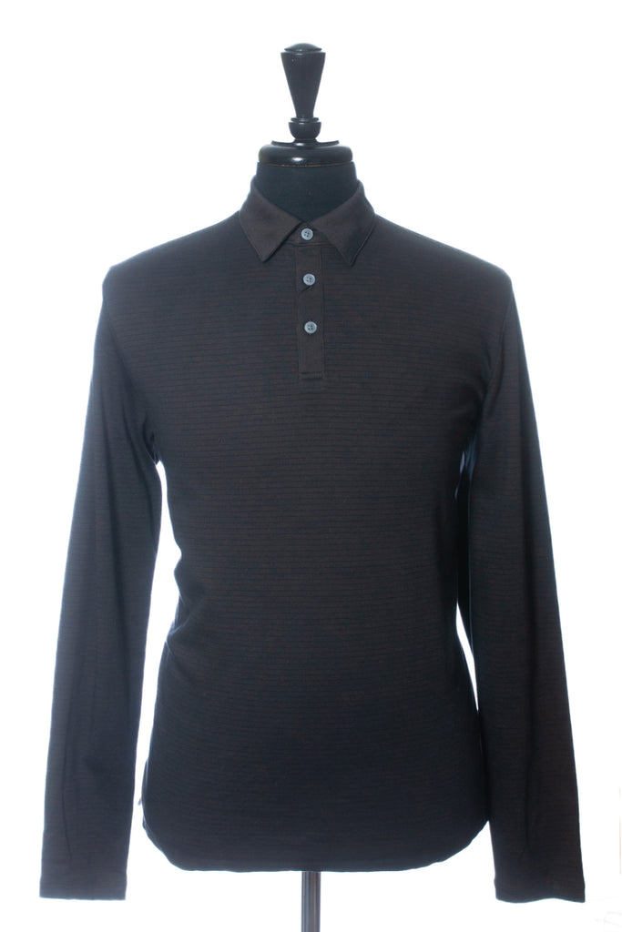 Robert Barakett NWT Smoke Grey Stripe Greenbow Long Sleeve Polo Shirt