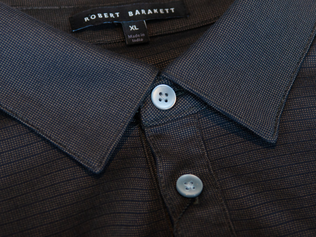 Robert Barakett NWT Smoke Grey Stripe Greenbow Long Sleeve Polo Shirt