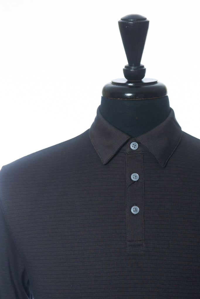 Robert Barakett NWT Smoke Grey Stripe Greenbow Long Sleeve Polo Shirt