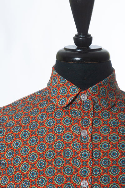 Alessandro Gheradeschi Orange Medallion Print Shirt
