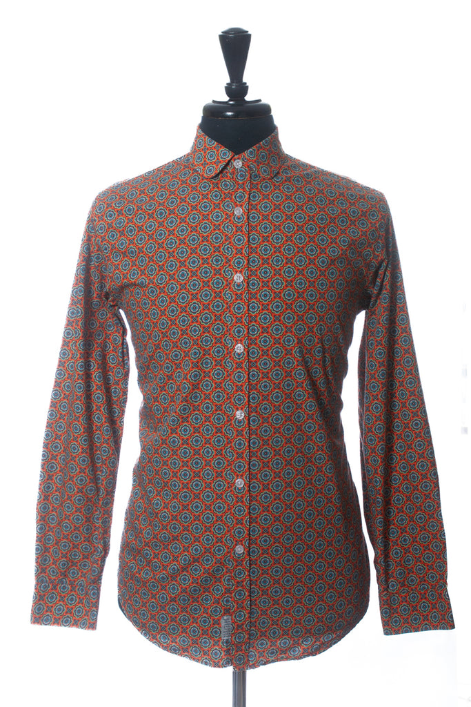 Alessandro Gheradeschi Orange Medallion Print Shirt