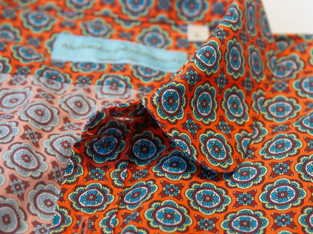 Alessandro Gheradeschi Orange Medallion Print Shirt