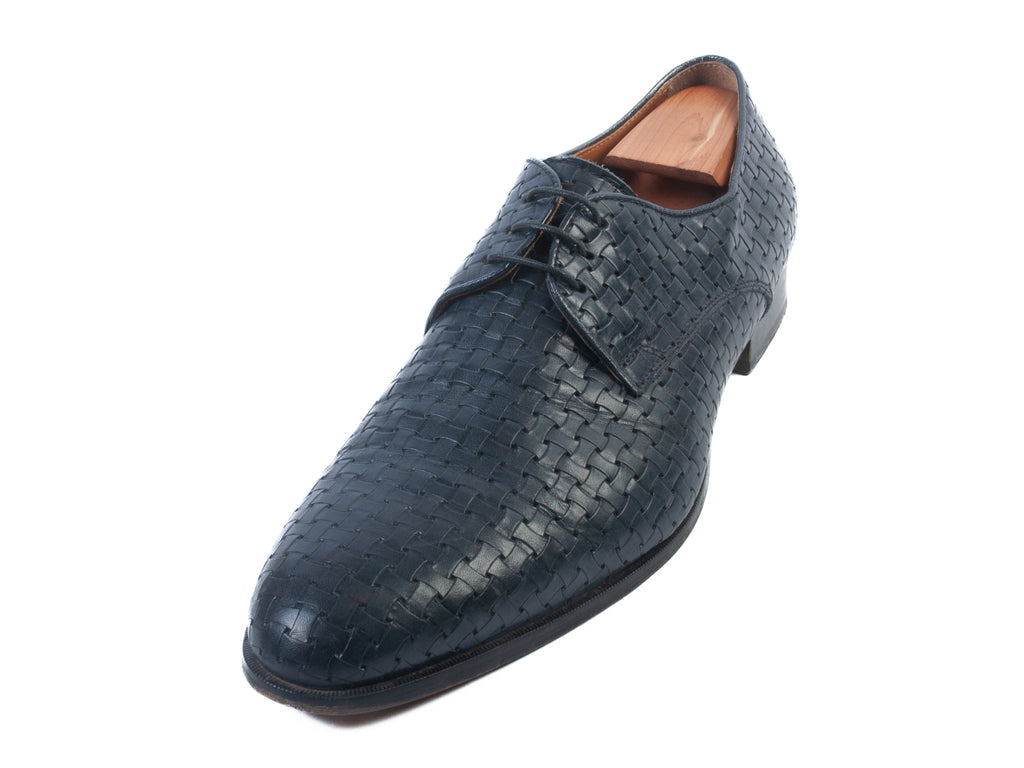 Doucal’s Hand Made Slate Blue Basketweave Shoes