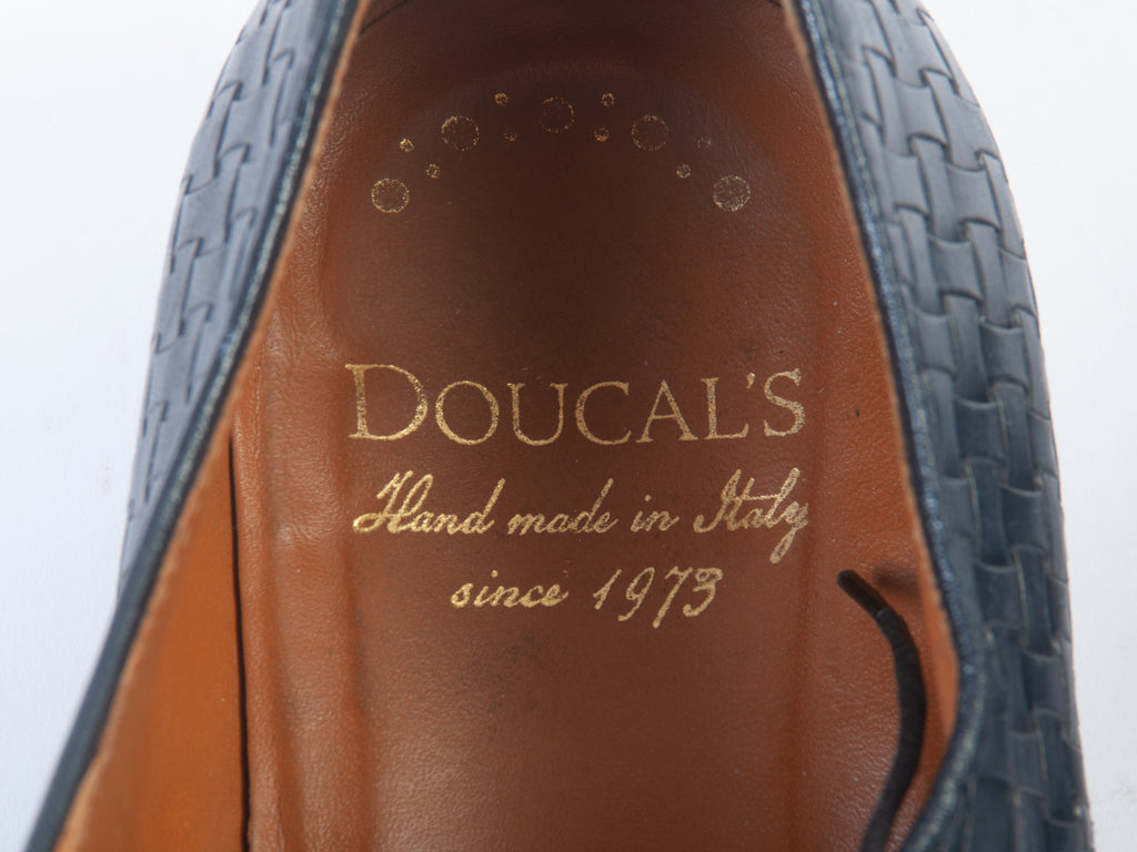 Doucal’s Hand Made Slate Blue Basketweave Shoes