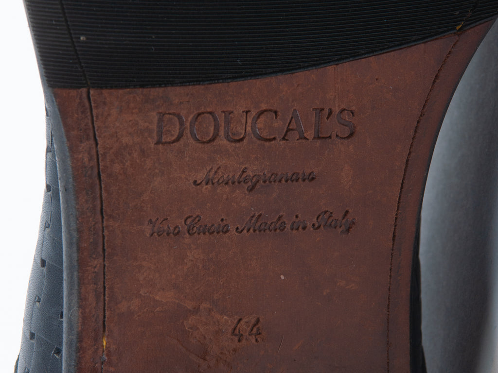 Doucal’s Hand Made Slate Blue Basketweave Shoes
