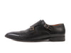 Santoni Black Double Monk Strap Cap Toe Shoes