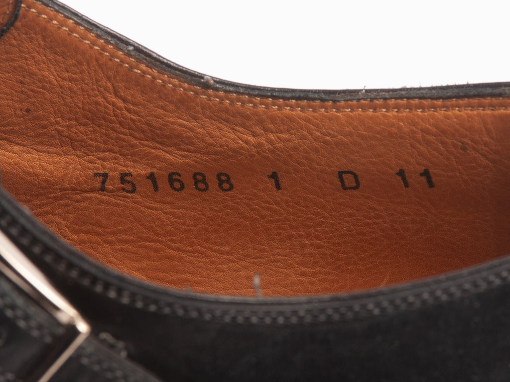 Santoni Black Double Monk Strap Cap Toe Shoes