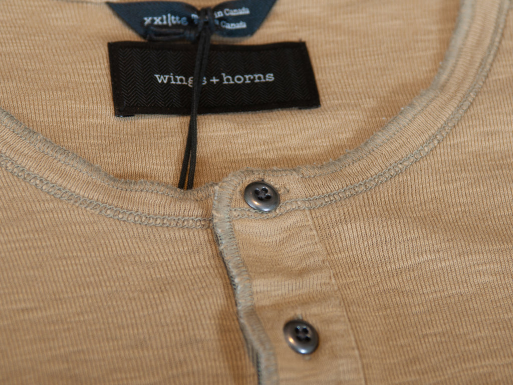 Wings + Horns NWT Brown H.Ash Henley T-Shirt