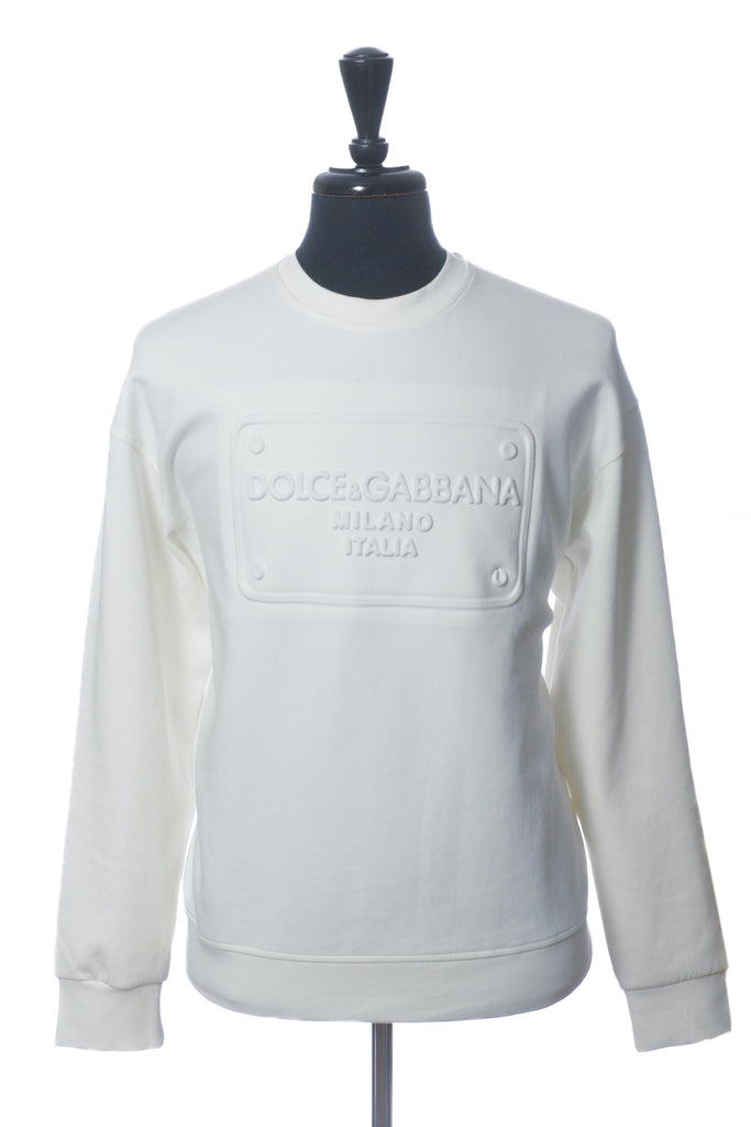 Dolce & Gabbana Oversized White Embossed Sweatshirt