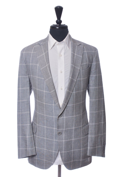 The Helm Grey Windowpane Check Garner Blazer