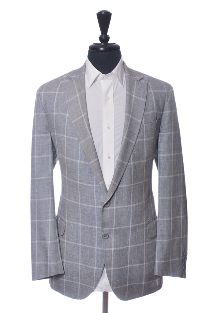 The Helm Grey Windowpane Check Garner Blazer