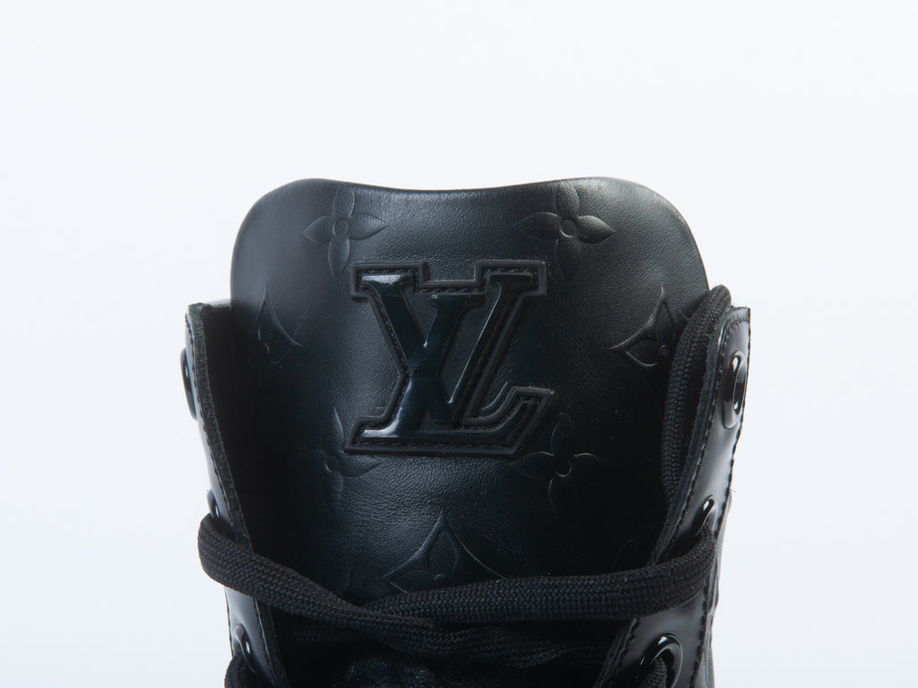 Louis Vuitton Black Embossed Combat Boots