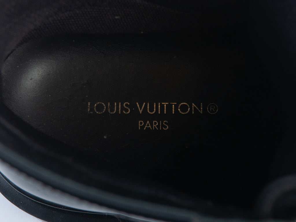 Louis Vuitton Black Embossed Combat Boots