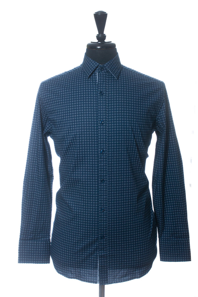 Robert Graham NWOT Blue Diamond Print Dress Shirt