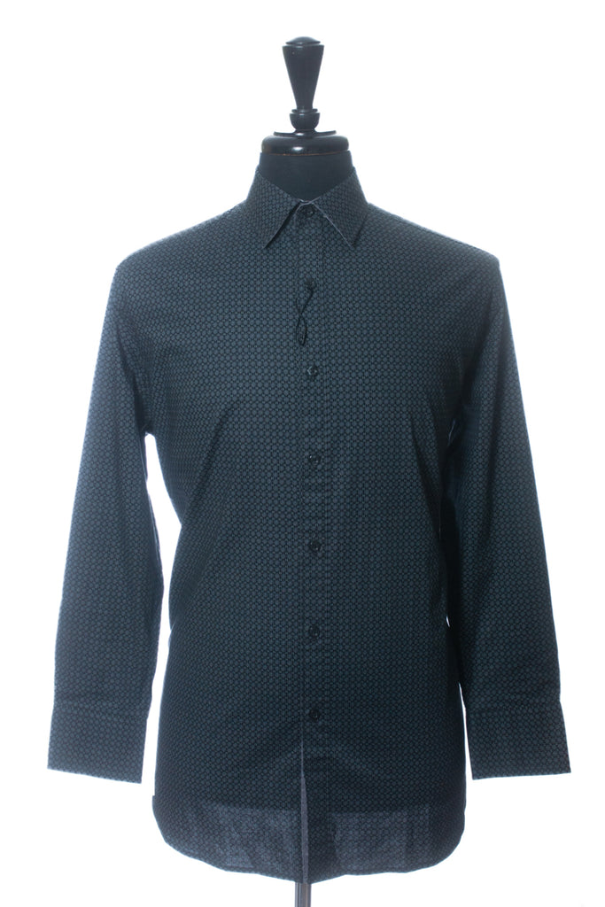 Robert Graham NWT Grey on Black Geometric Print Dress Shirt