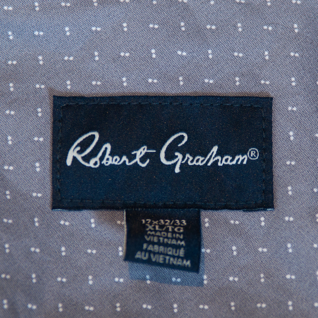 Robert Graham NWT Grey on Black Geometric Print Dress Shirt