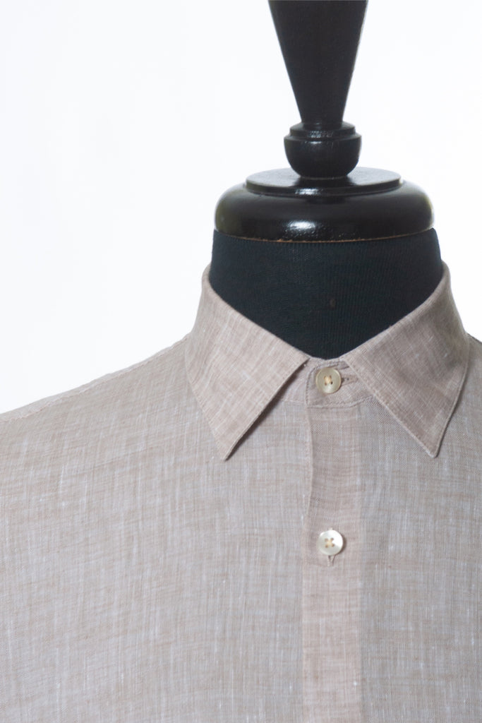 Patrick Assaraf Brown Linen Dress Shirt