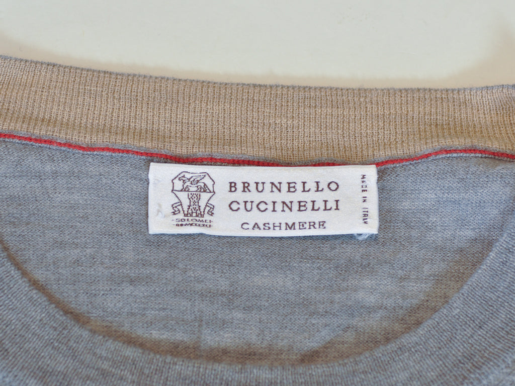 Brunello Cucinelli Grey Wool Cashmere Crew Neck Sweater