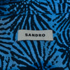 Sandro Blue Print Linen Blend Short Sleeve Shirt