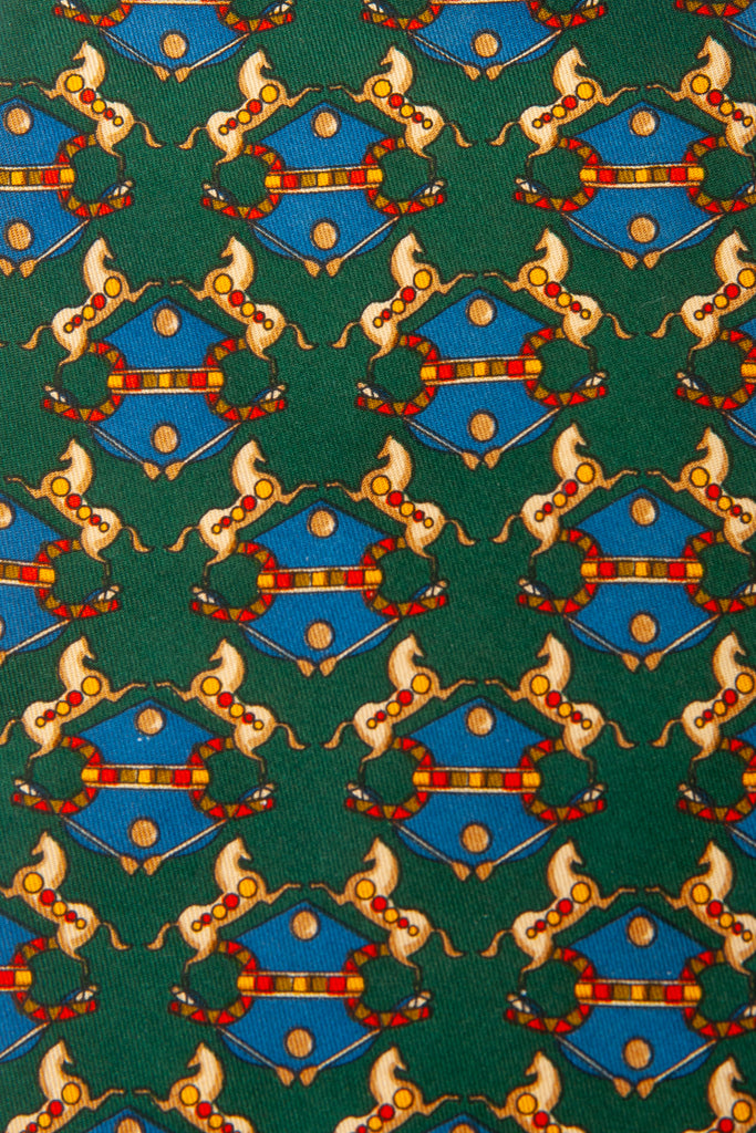 Salvatore Ferragamo Green Horse Print Tie