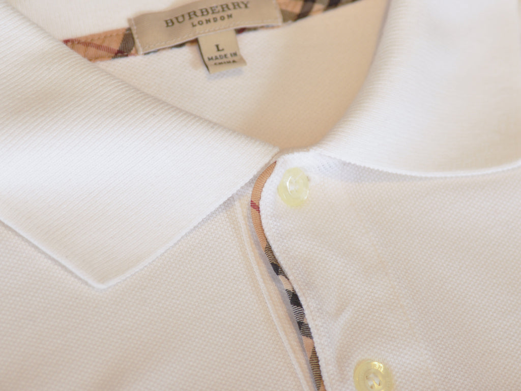 Burberry Ivory White Cotton Polo Shirt