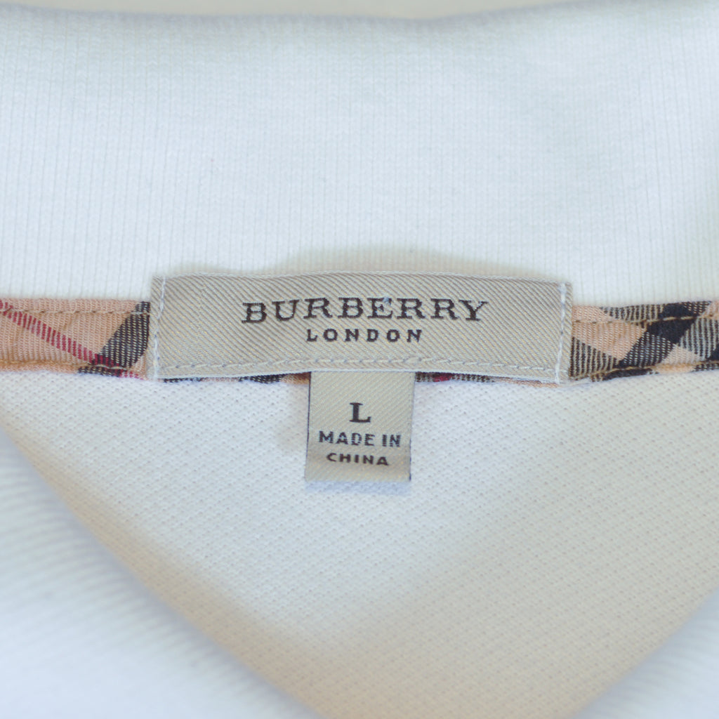 Burberry Ivory White Cotton Polo Shirt