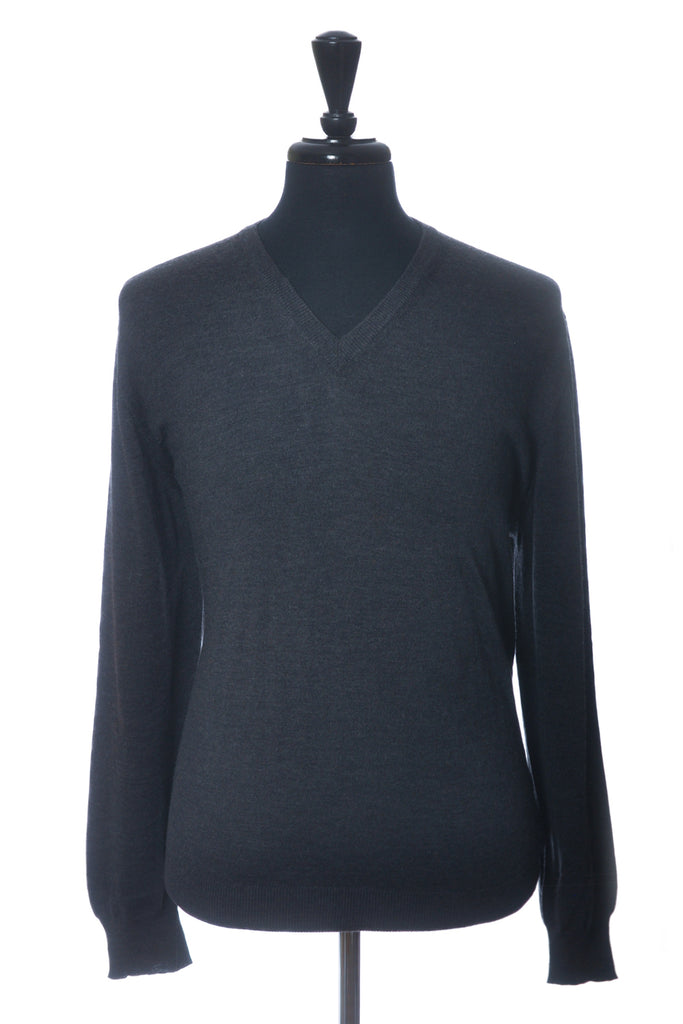 Gran Sasso Charcoal Grey V-Neck Sweater