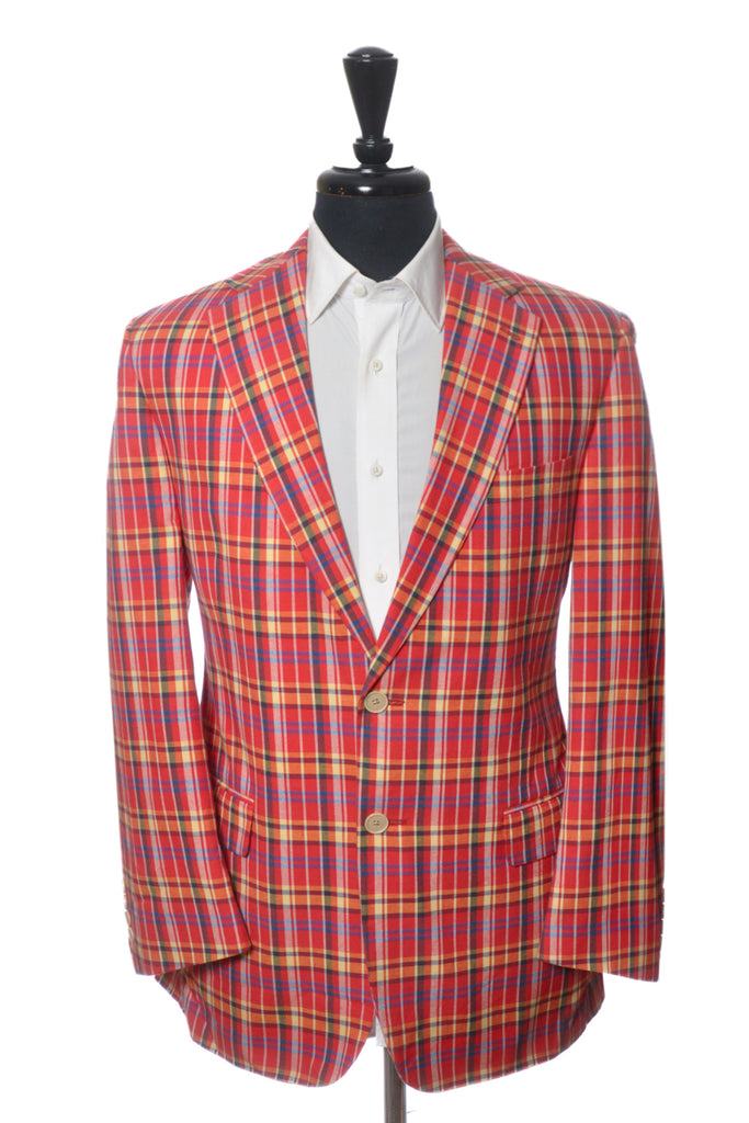 Haspel Bold Red Check Cotton Blazer