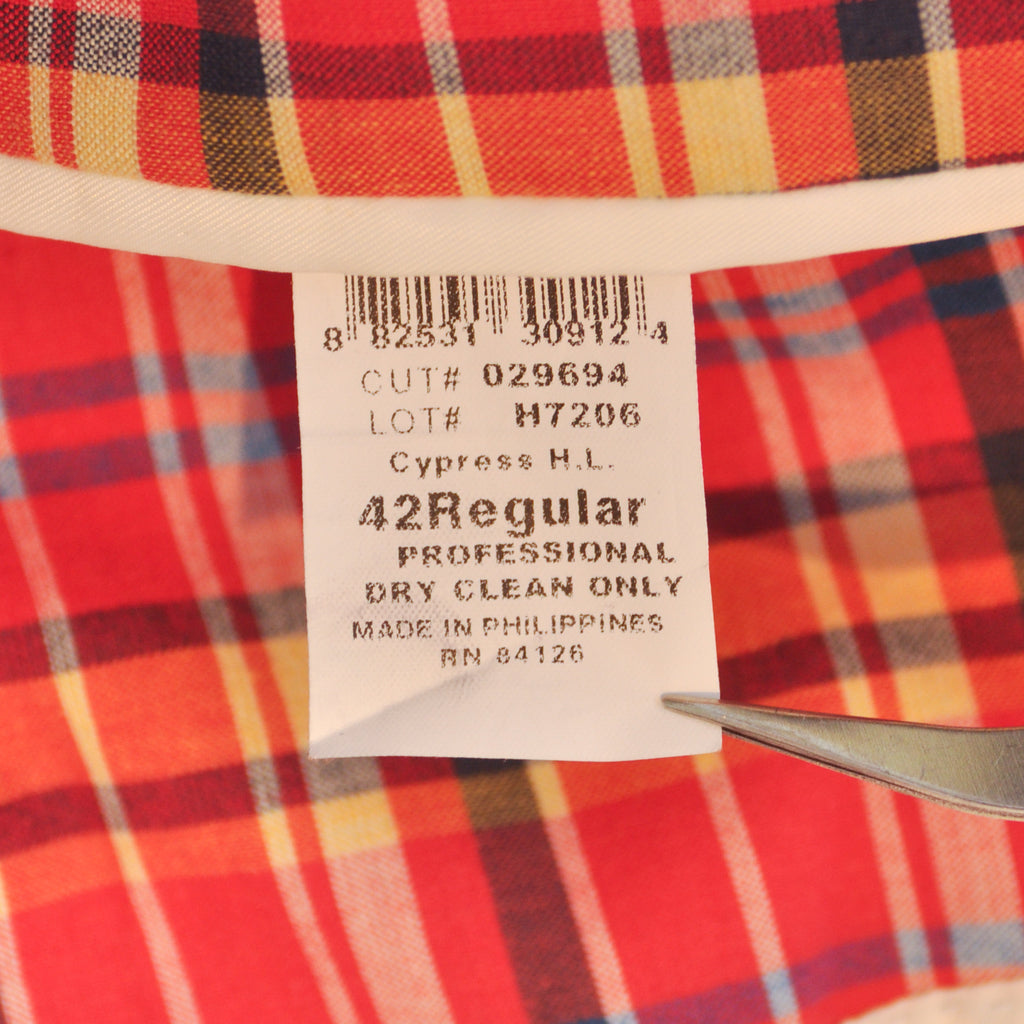Haspel Bold Red Check Cotton Blazer