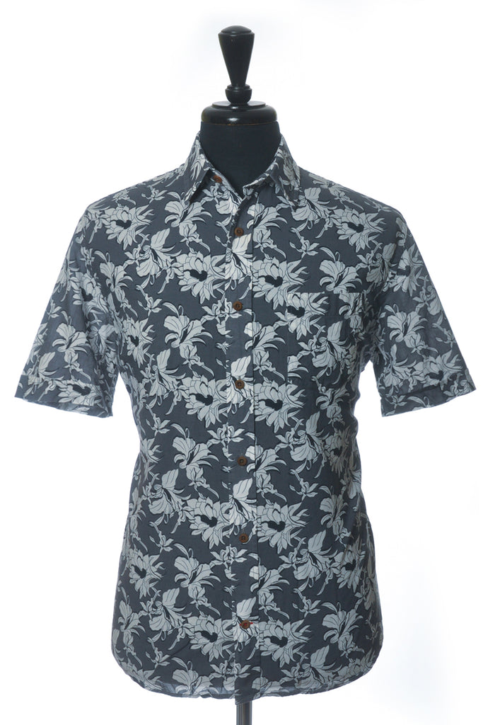 Benson Grey Floral Print Short Sleeve Shirt