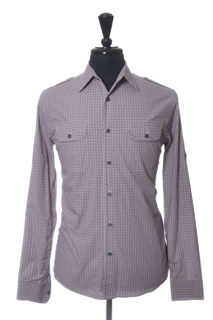 Michael Kors Brown Check Tailored Fit Shirt