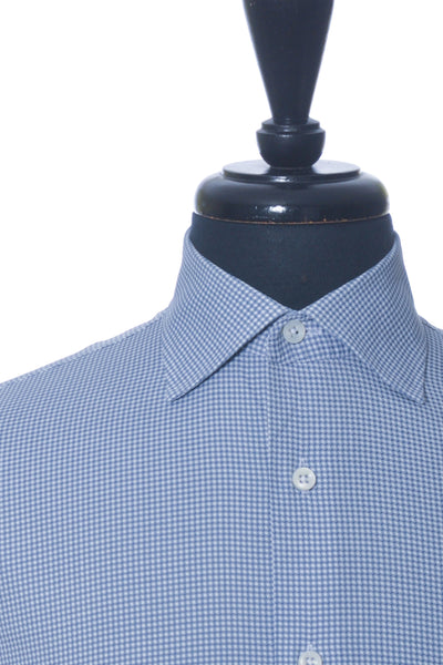 Canali Slate Blue Micro Check Dress Shirt