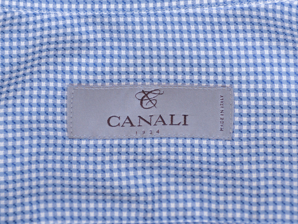 Canali Slate Blue Micro Check Dress Shirt