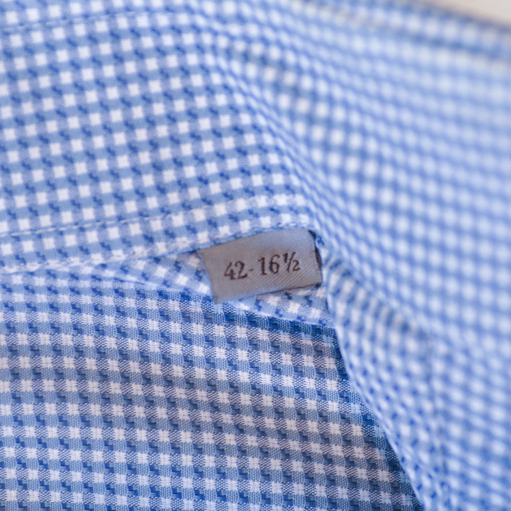 Canali Slate Blue Micro Check Dress Shirt
