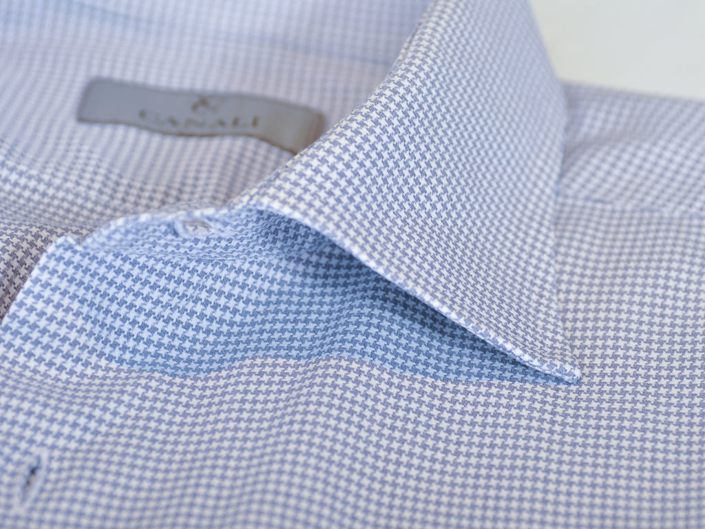 Canali Grey Houndstooth Dress Shirt