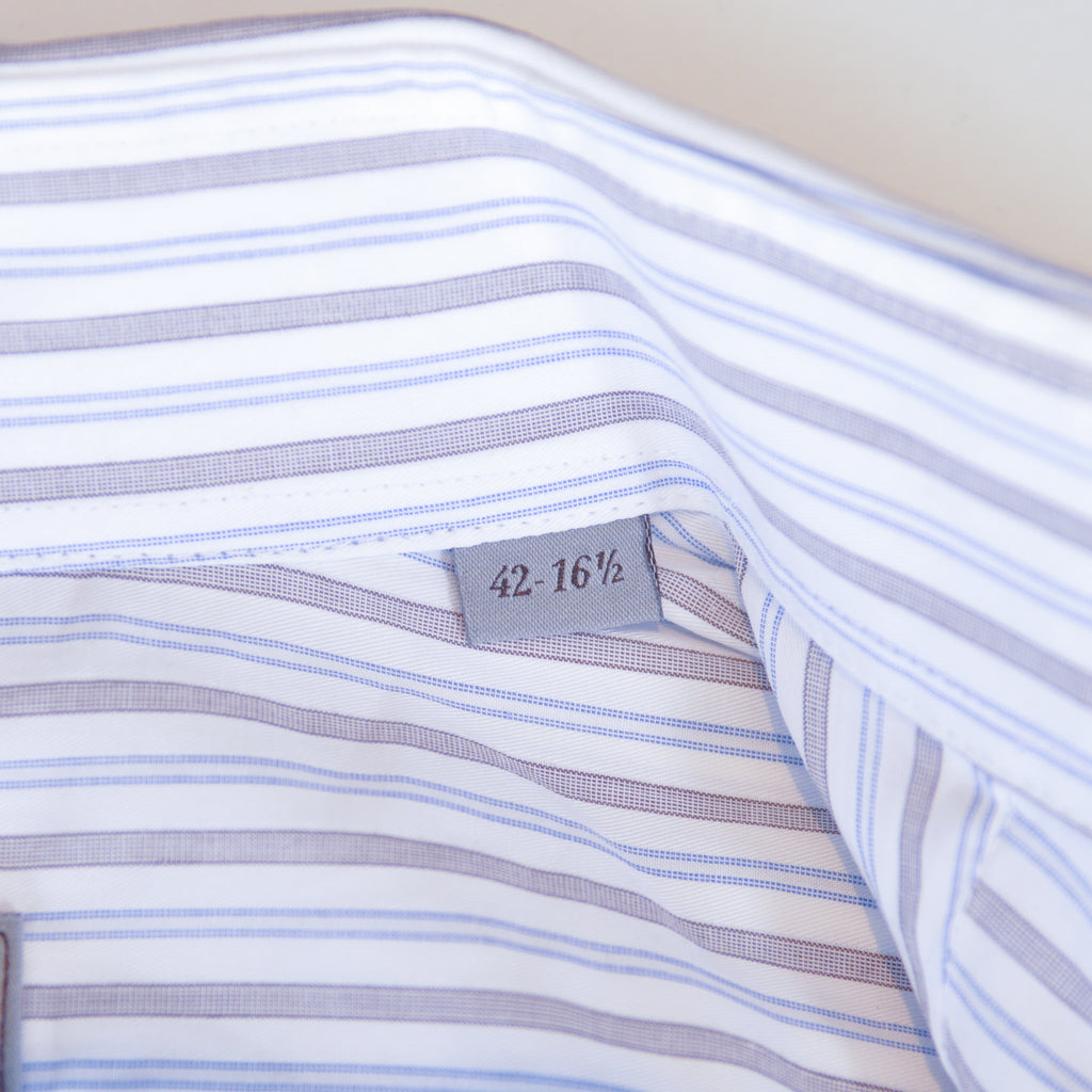 Canali Blue and Brown Striped Dress Shirt