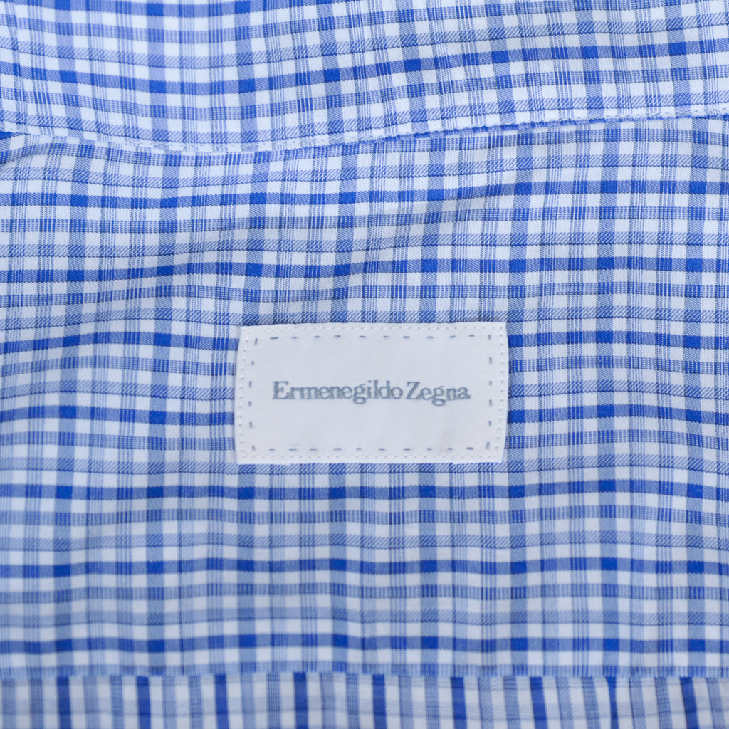 Ermenegildo Zegna Blue Check Slim Fit Shirt