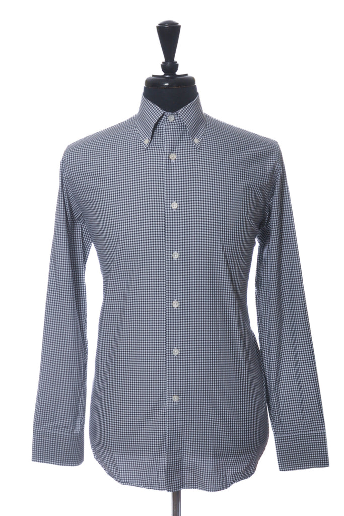 Canali Black Check Button Down Shirt