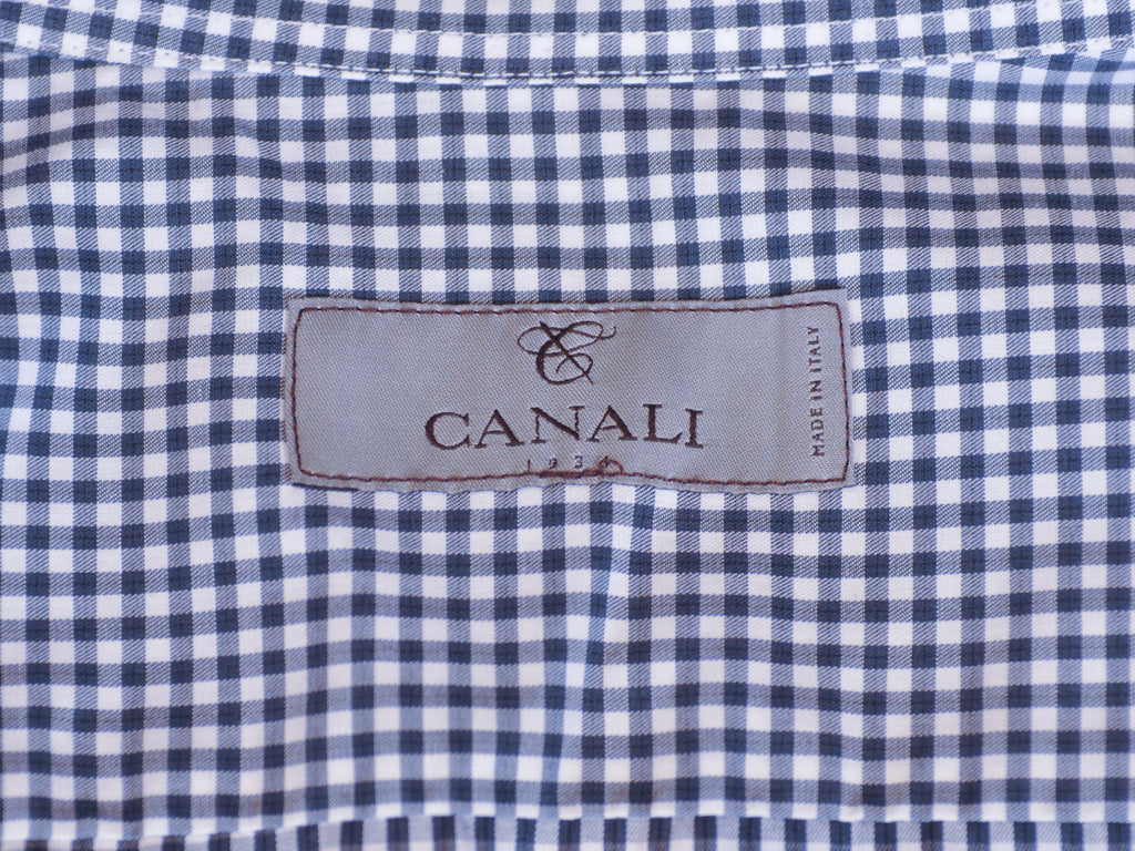 Canali Black Check Button Down Shirt