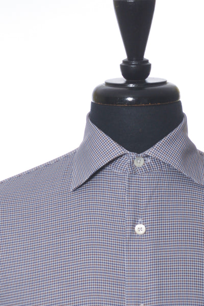 Canali Blue and Brown Houndstooth Dress Shirt