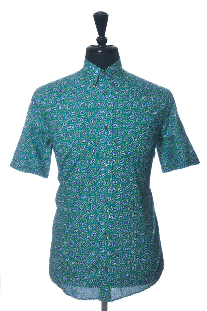 Liberty of London Green Paisley Print Short Sleeve Shirt
