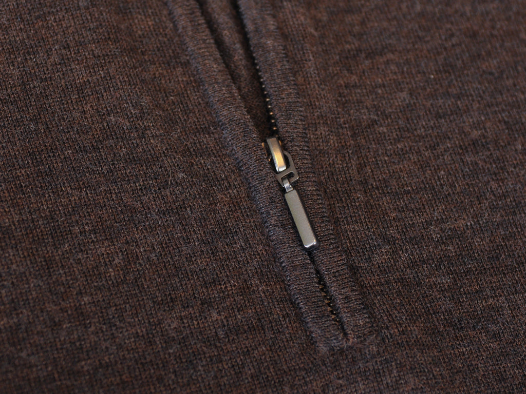 Patrick Assaraf Slate Brown Quarter Zip Sweater