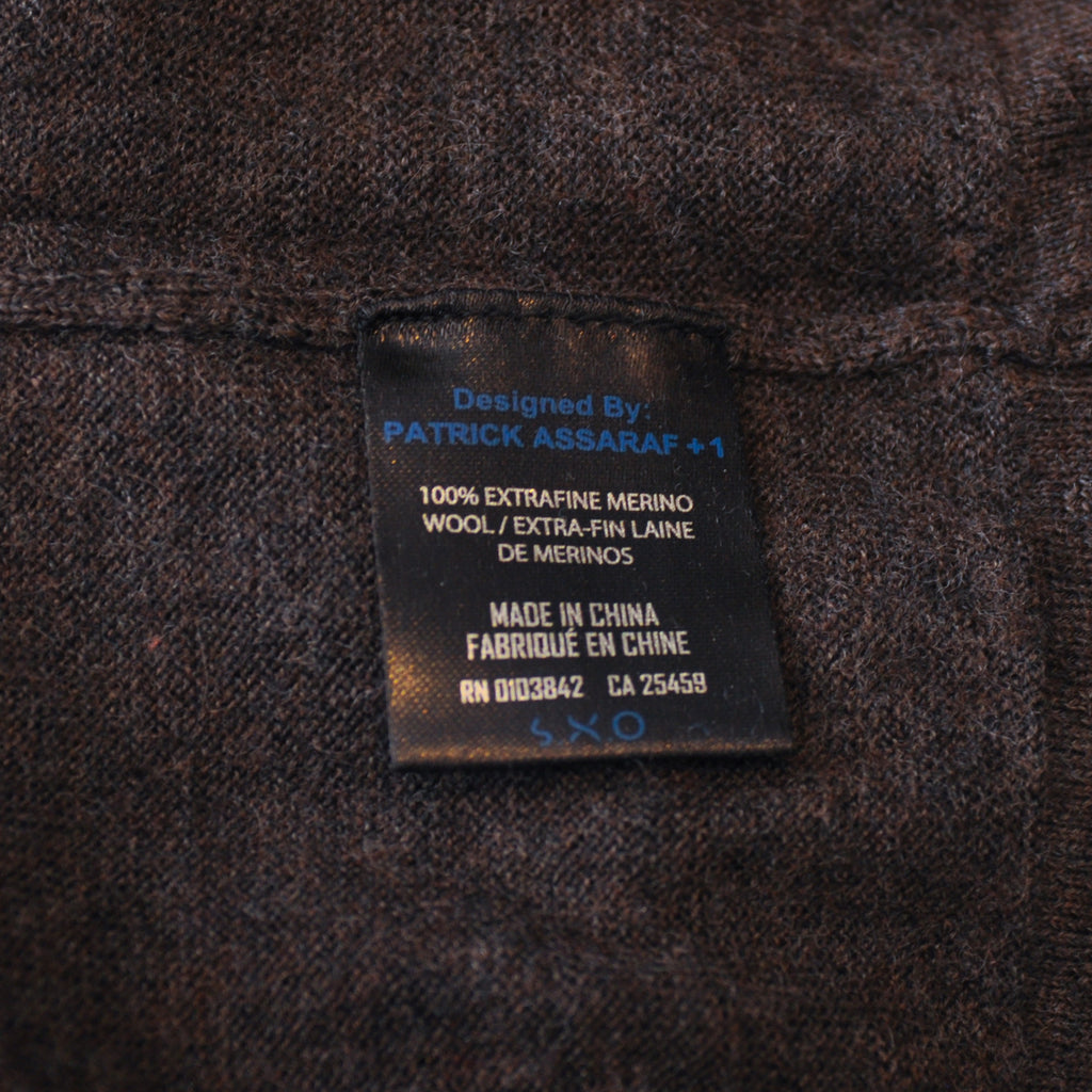 Patrick Assaraf Slate Brown Quarter Zip Sweater