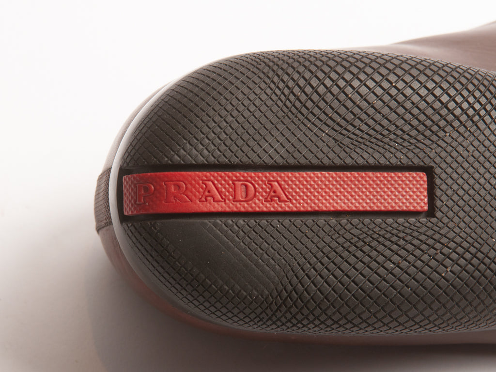 Prada Brown Leather Bicycle Toe Slip-Ons