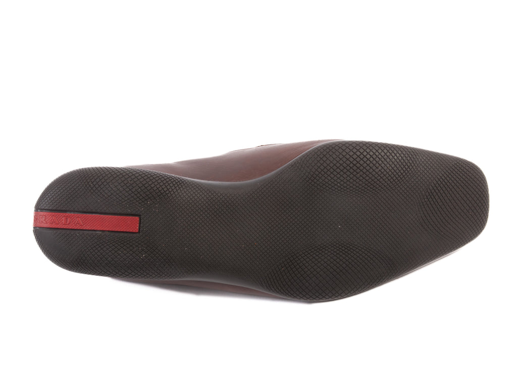 Prada Brown Leather Bicycle Toe Slip-Ons