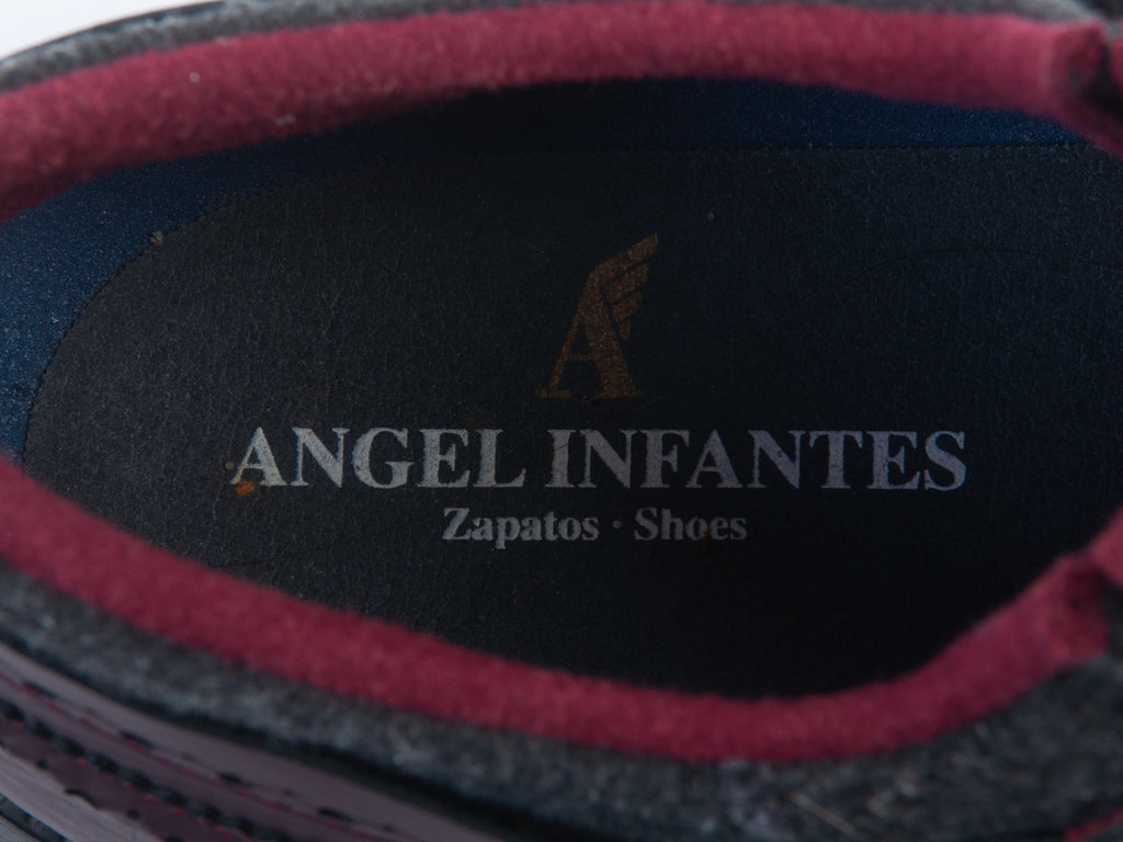 Angel Infantes Burgundy and Grey Wool Derby Shoes