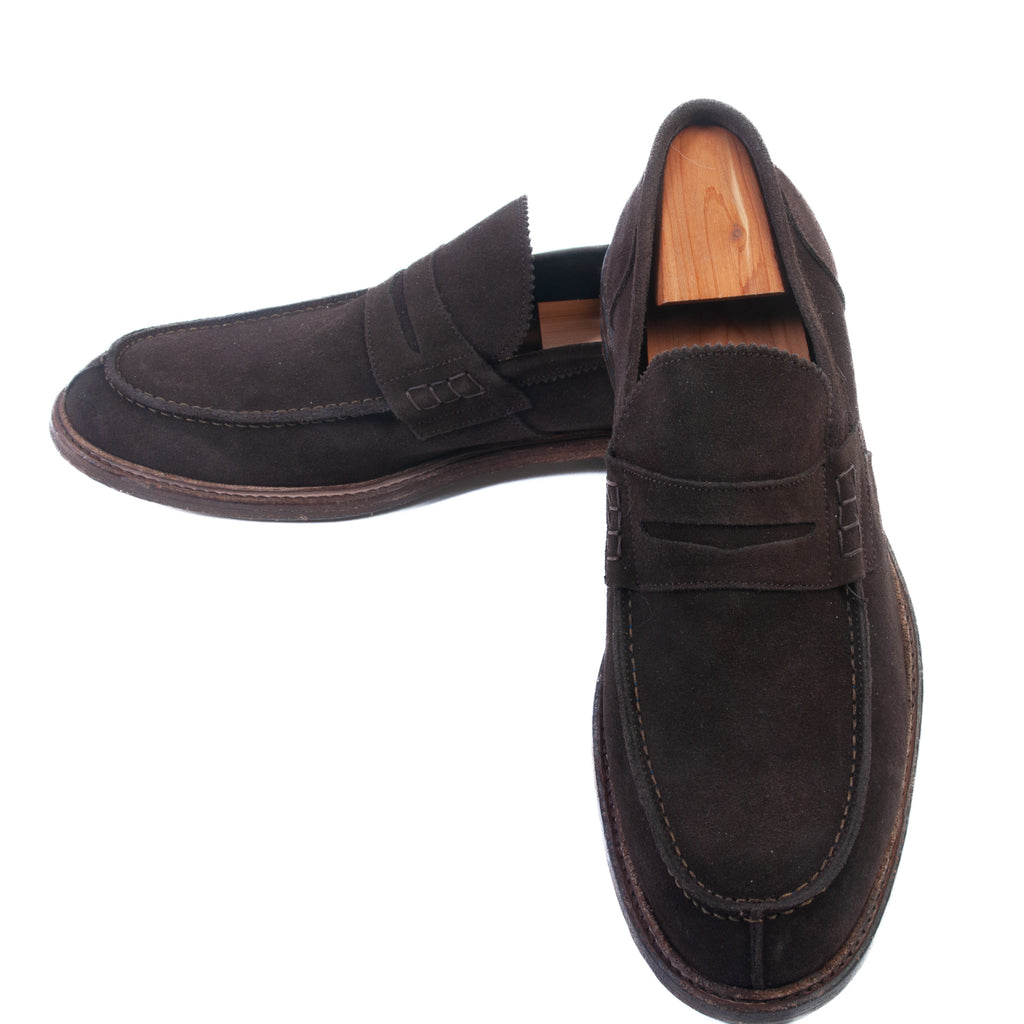 Barney’s New York Brown Suede Penny Loafers