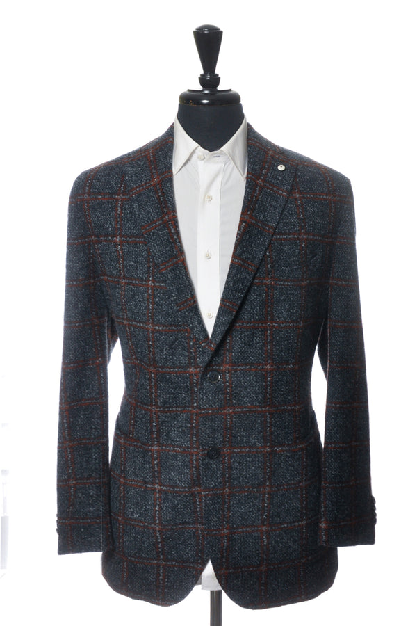 LBM 1911 Brown on Grey Check Long Island Dandy Jacket Blazer