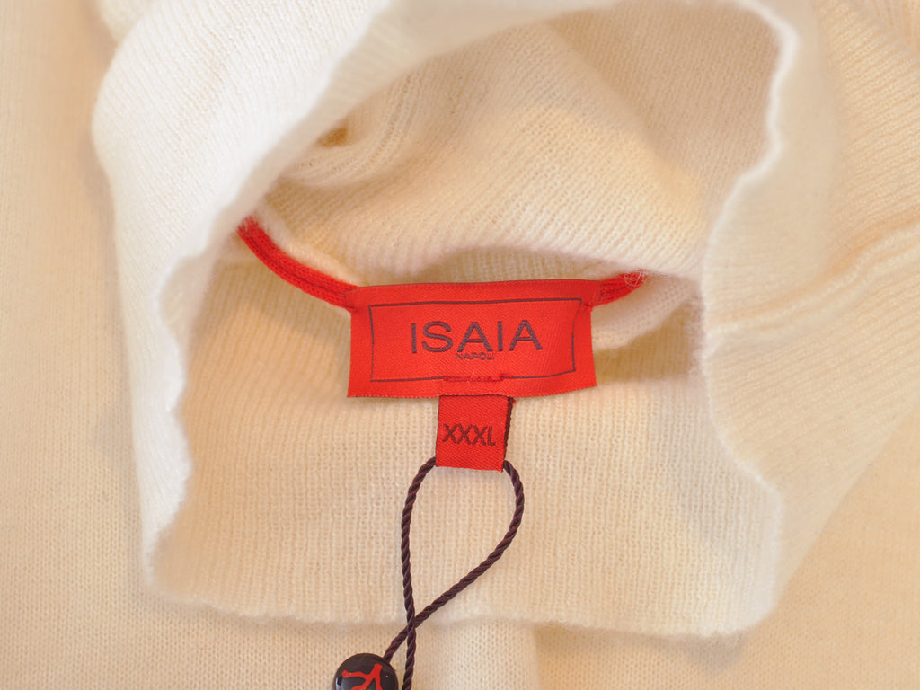 Isaia Ivory Silk Cashmere Roll Neck Sweater